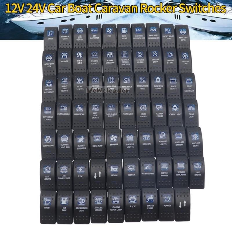 1 pz 12 V 24 V Auto Barca Caravan Interruttori A Bilanciere Impermeabile Interruttore A Bilanciere Dual Blu HA CONDOTTO LA Luce Bar Rocker retromarcia