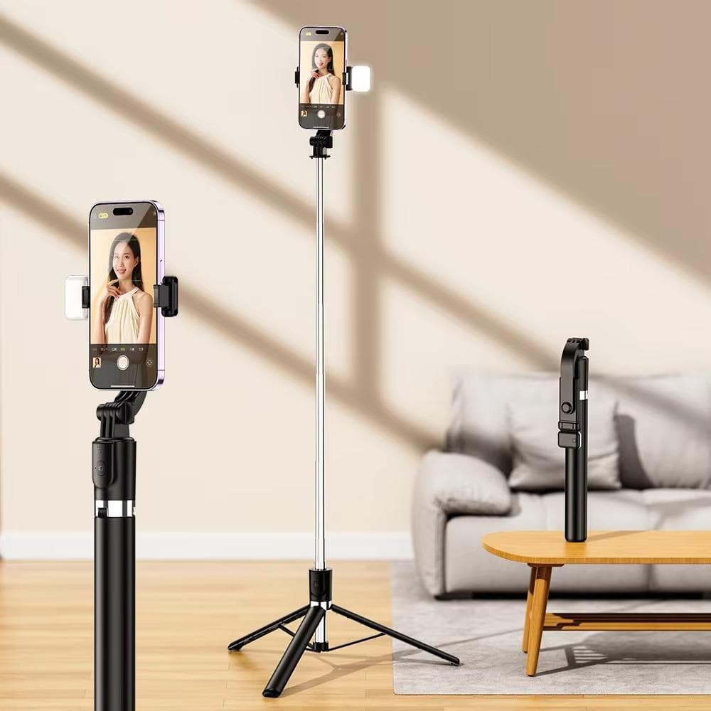 Supporto per Treppiede per Cellulare Bluetooth Portatile 0,7/1/1,7 m Bastone Selfie per Registrazione Video/Foto/Vlog