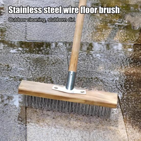 20/30/50CM Spazzola Metallica in Acciaio Inossidabile per Pulizia Pesante Setole Rigide Metalliche Scopa Rimozione Muschio Patio Esterno Pulizia Deck