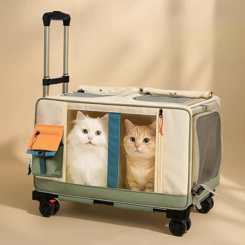 Zaino Portacucciolo dall'aspetto gradevole Valigia Portatile Multi-Animale con Ruote Carrello da Viaggio per Cani e Gatti Grandi Trasportini Traspiran