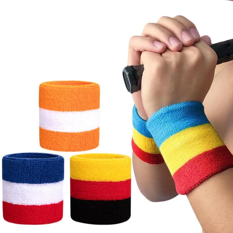 1 pezzo Bracciale sportivo da basket Bracciale a righe in asciugamano Cintura antisudore Tabellone da badminton Cintura di supporto per polso da tenni