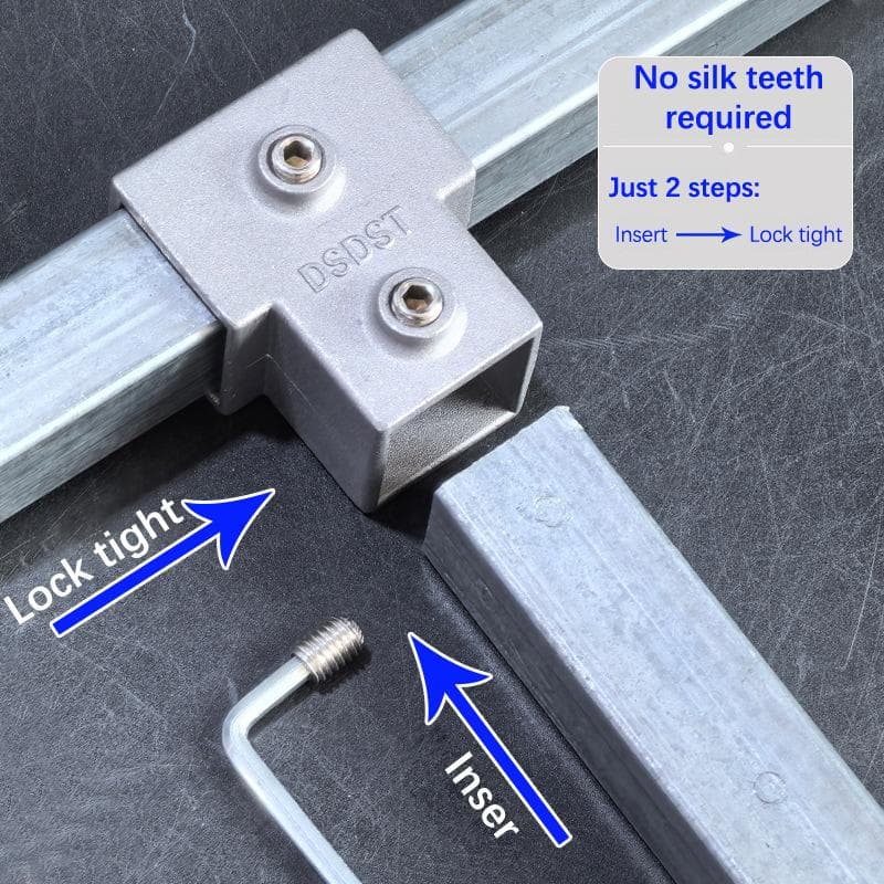 1 Pezzo Raccordo Tubo Quadro Lega di Alluminio Gomito a Tre Vie Giunto Fisso per Tubo Quadro Scaffale Portaoggetti