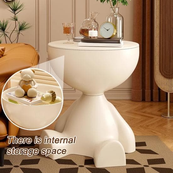 Tavolino da Caffè Rotondo con Vano Portaoggetti Tavolino da Salotto Circolare Camera da Letto Cucina Soggiorno Piccolo Spazio Divano Comodino