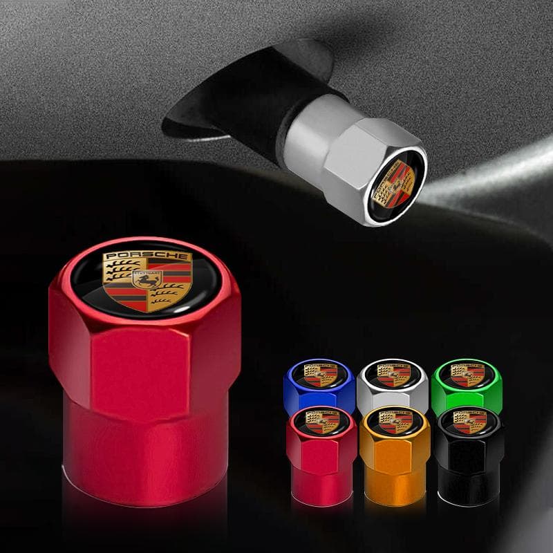4 pezzi Coprivalvola in metallo per pneumatici auto Copertura anti-perdita Per Porsche 911 Cayenne Panamera Macan Boxster Carrera-GT 928 944 918-Spyde