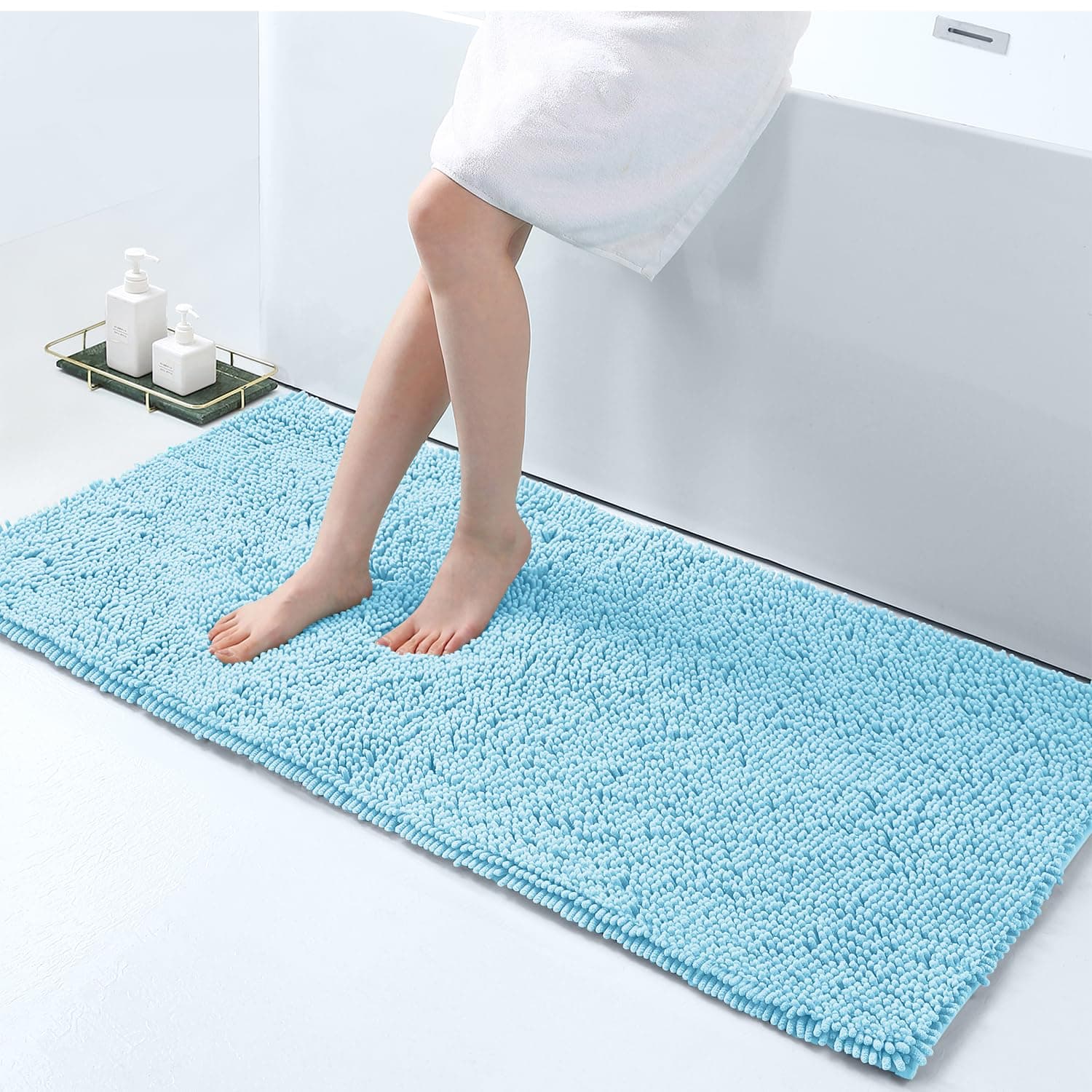 Tappetini da bagno e doccia in ciniglia Kitinjoy resistenti allo sporco e assorbenti, tappeti da cucina, bagno, lavabili in lavatrice, tappeti per pav