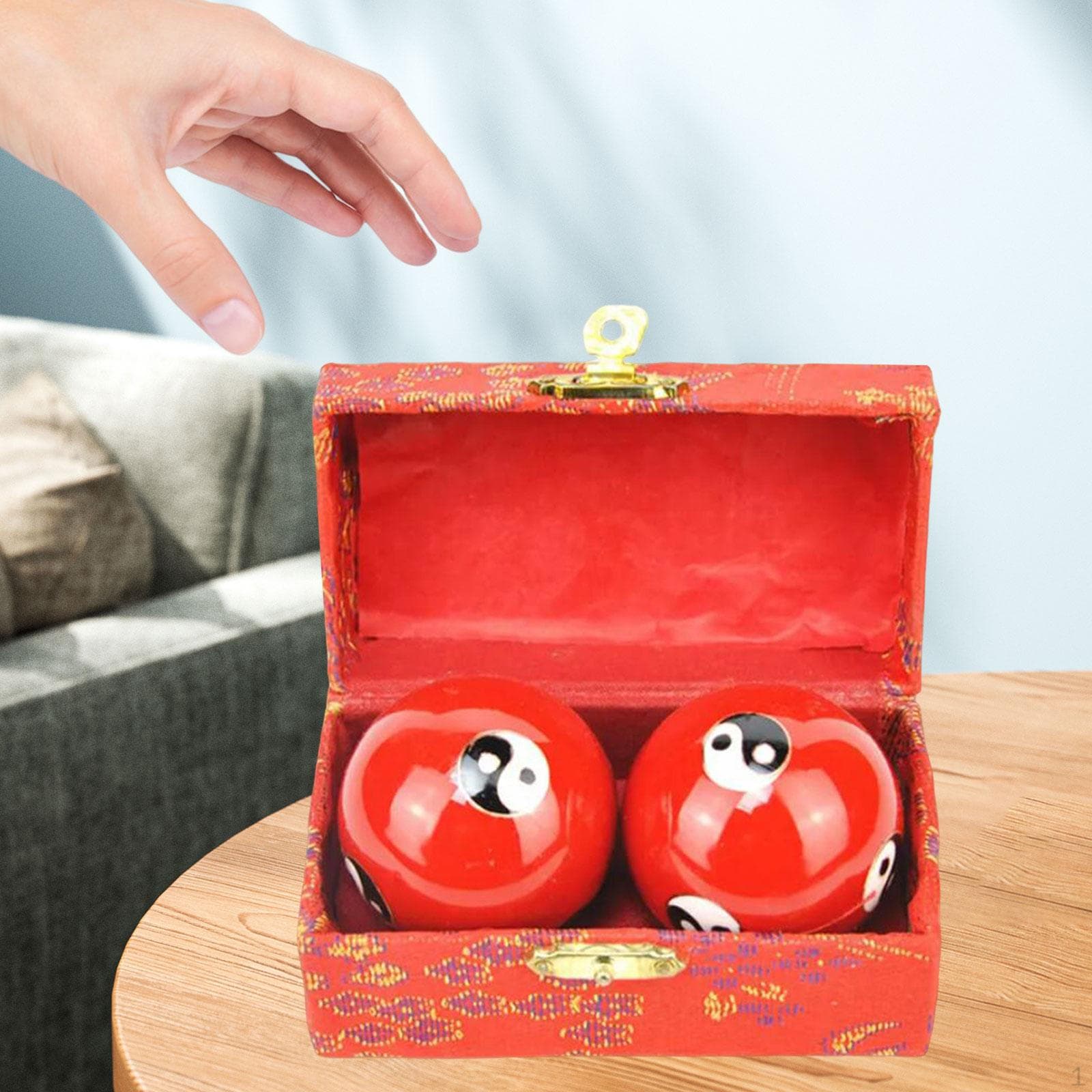 2 Pezzi Palline per Massaggio Manuale Baoding con Scatola di Conservazione Durevole Liscio Esercizio Cinese