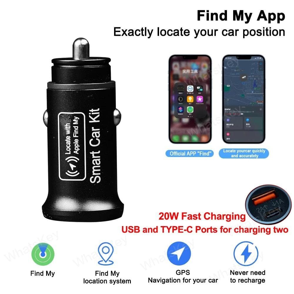 Mini localizzatore per auto 2 in 1 e caricabatteria per auto, doppio scopo, trova il mio localizzatore GPS in tempo reale, antifurto e antismarrimento