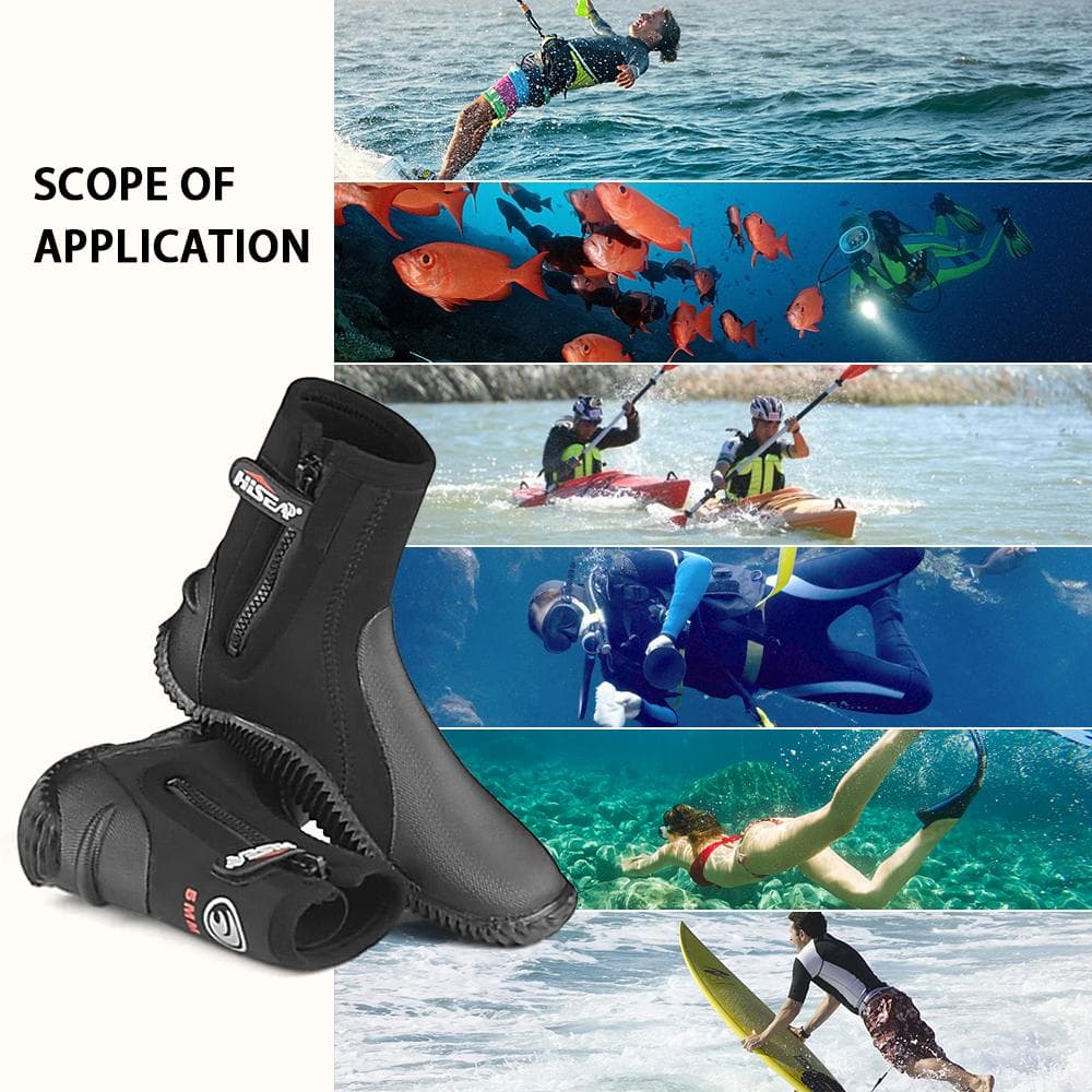 Stivali da immersione in neoprene da 5 mm Stivali da muta con cerniera laterale per uomini e donne Snorkeling Immersioni subacquee