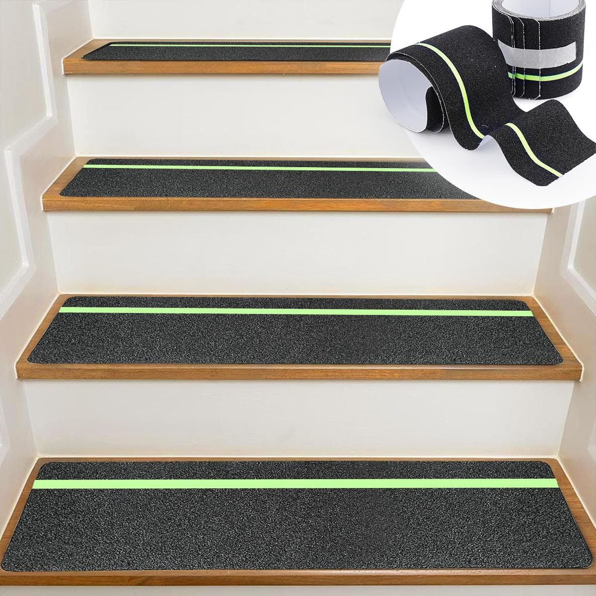 Nastro Antiscivolo Verde Fluorescente Abrasivo Adesivo per Gradini Scale Interno Esterno