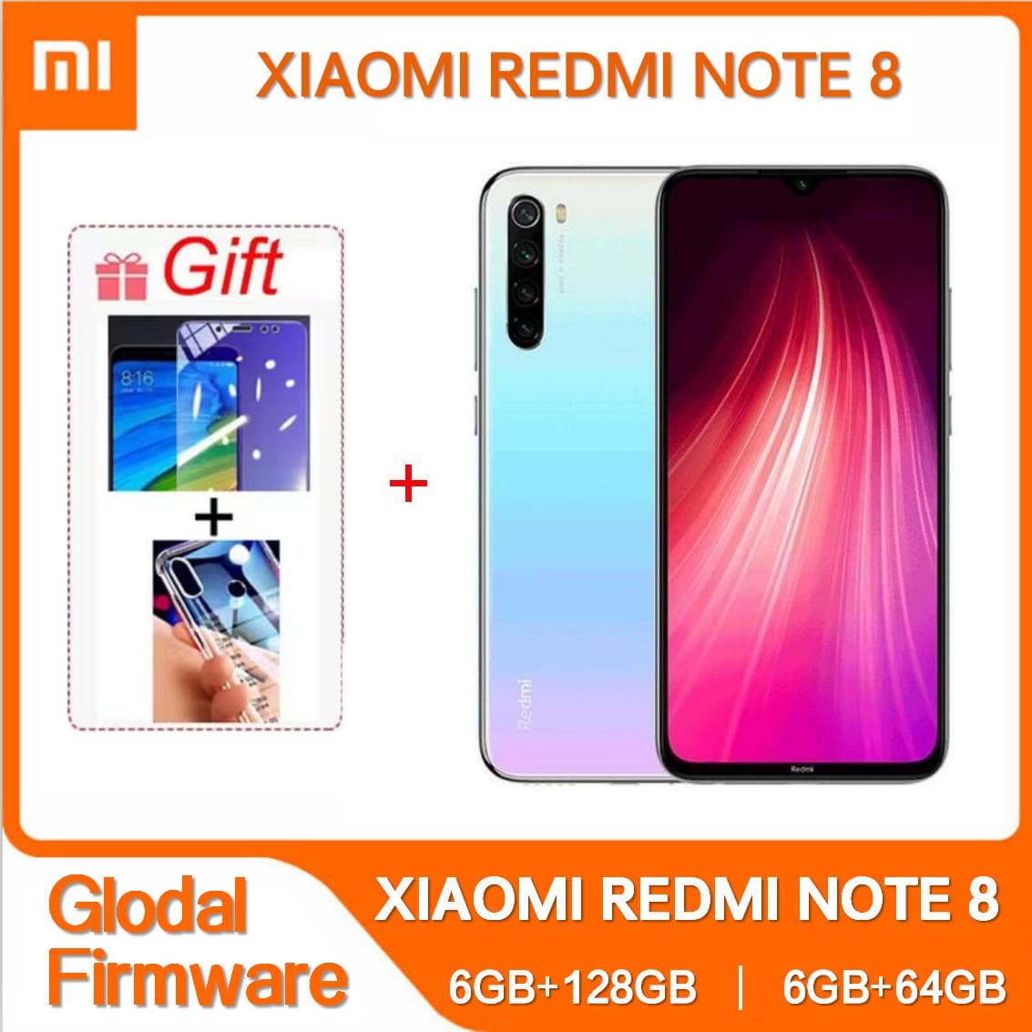 Xiaomi Redmi Note 8 Originale ROM Globale con Custodia per Telefono Telefono Android Originale Batteria 4000mAh Quad Cmaera Smartphone 4G nero