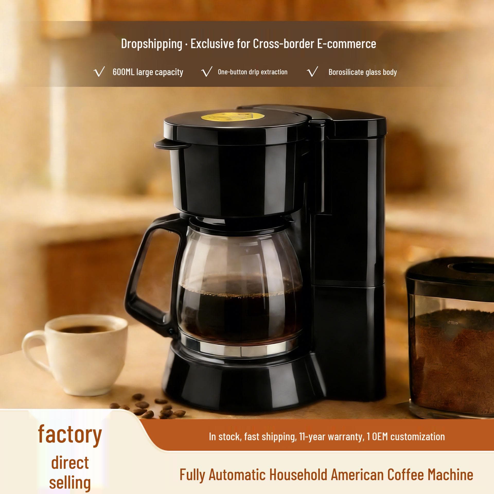 Macchina Compatta Completamente Automatica per Caffè e Tè con Funzione Gocciolamento e Mantenimento in Calore per Uso Domestico e in Ufficio rosso
