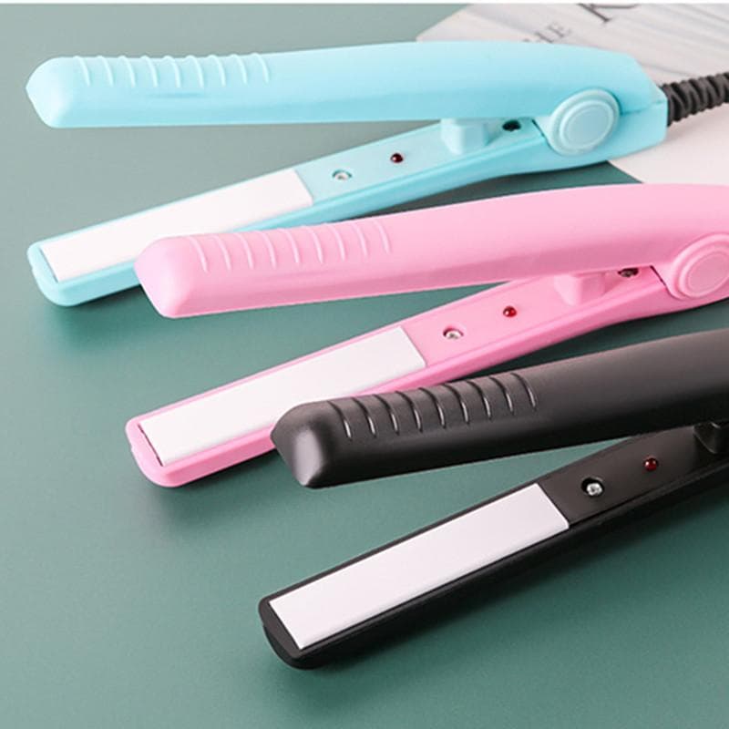 Mini piastra elettrica per capelli in ceramica Cura dei capelli Raddrizzamento dei capelli Piegatore per capelli Pro Styling Bigodino rosa