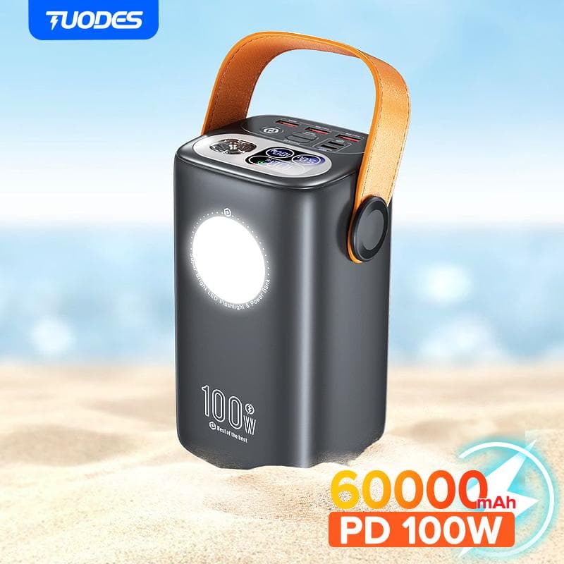 Tuodes Power Bank 60000mAh Ultra Batteria Esterna Capacità PD 100W Stazione di Alimentazione Esterna a Ricarica Rapida per Laptop iPhone Samsung nero