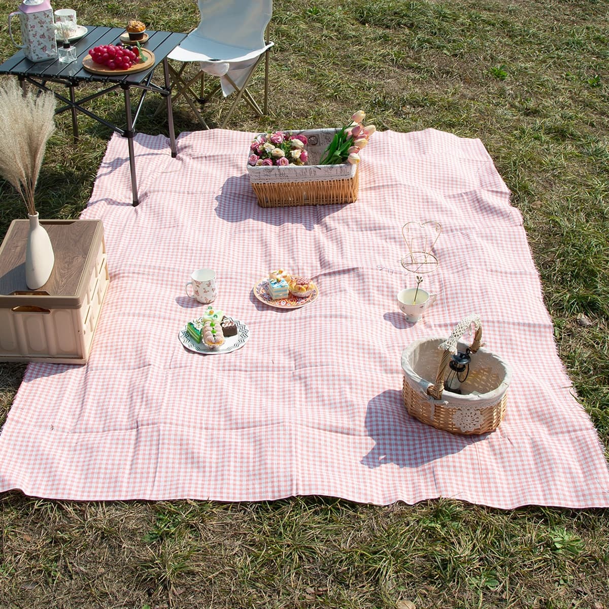 1 Pezzo Tappetino Da Picnic A Quadri