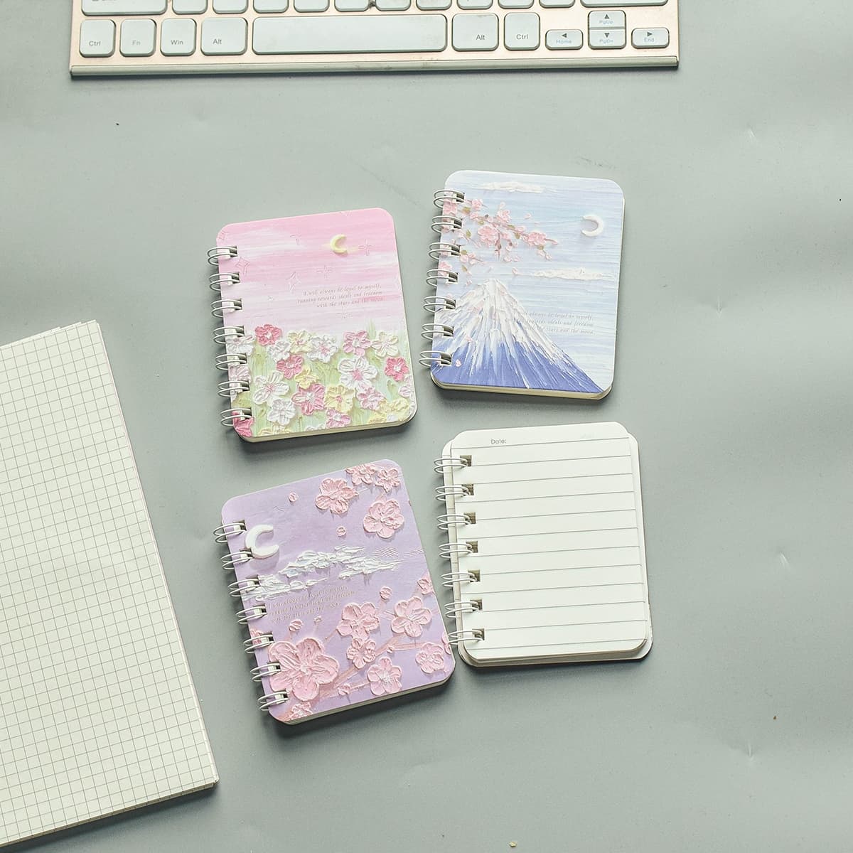 4 pezzi Blocchetti per appunti con motivo floreale, forniture scolastiche per il ritorno a scuola