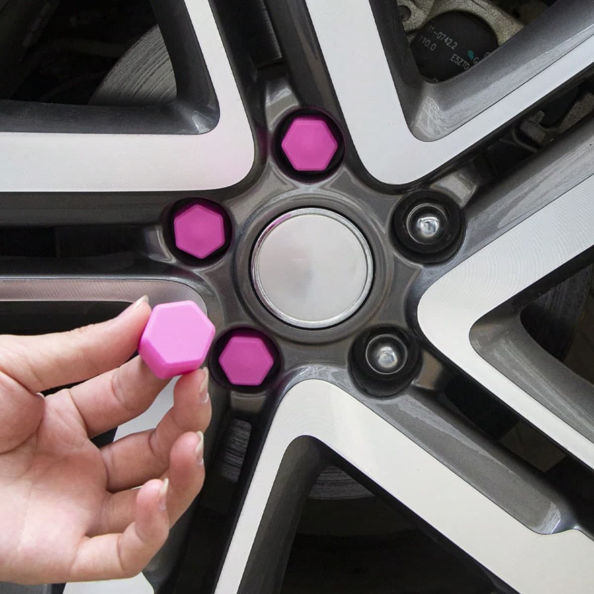 20 pezzi 19MM rosa silicone Ruota dell'auto vite Bullone Noce Cappello Copertina