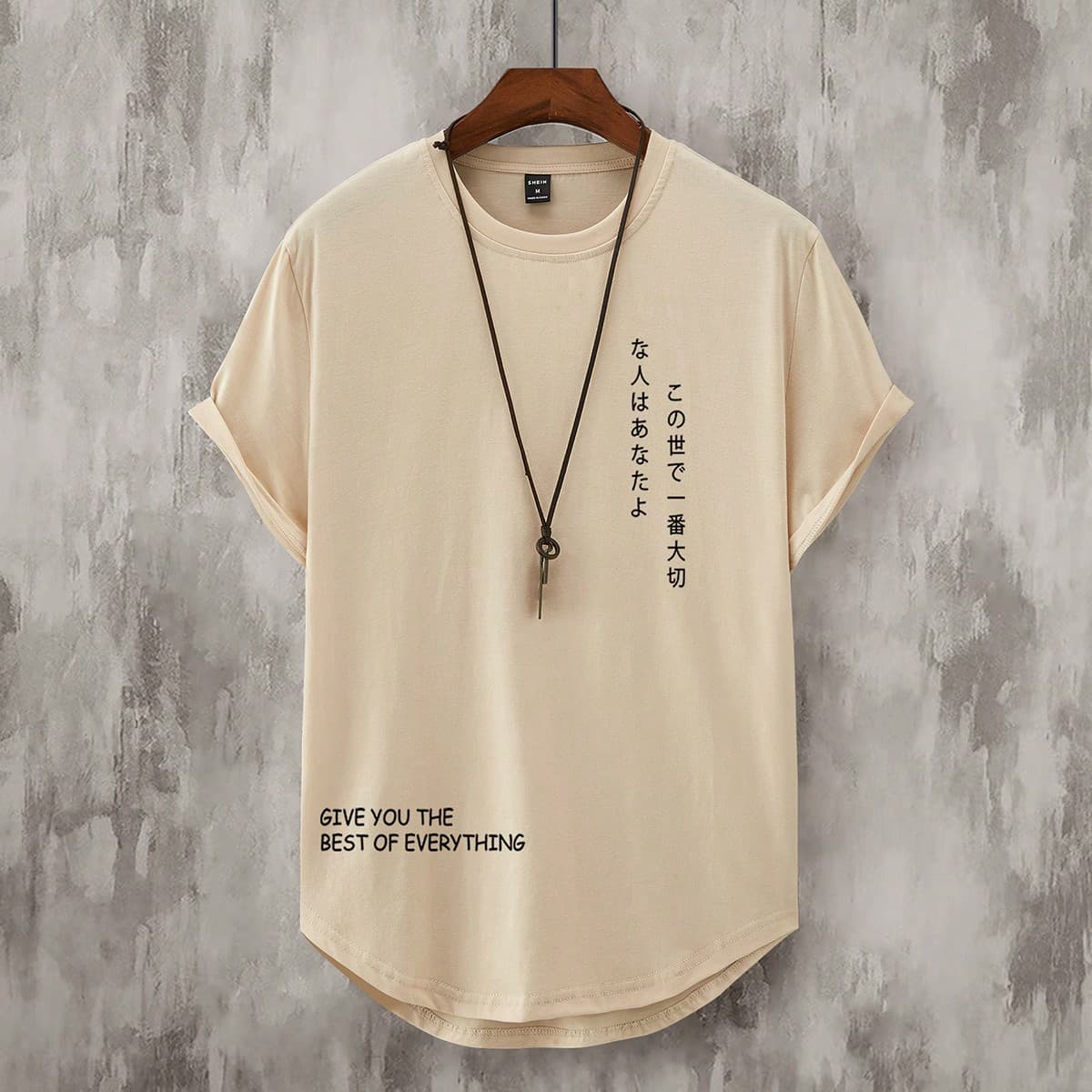 Uomo Maglietta con grafica slogan giapponese