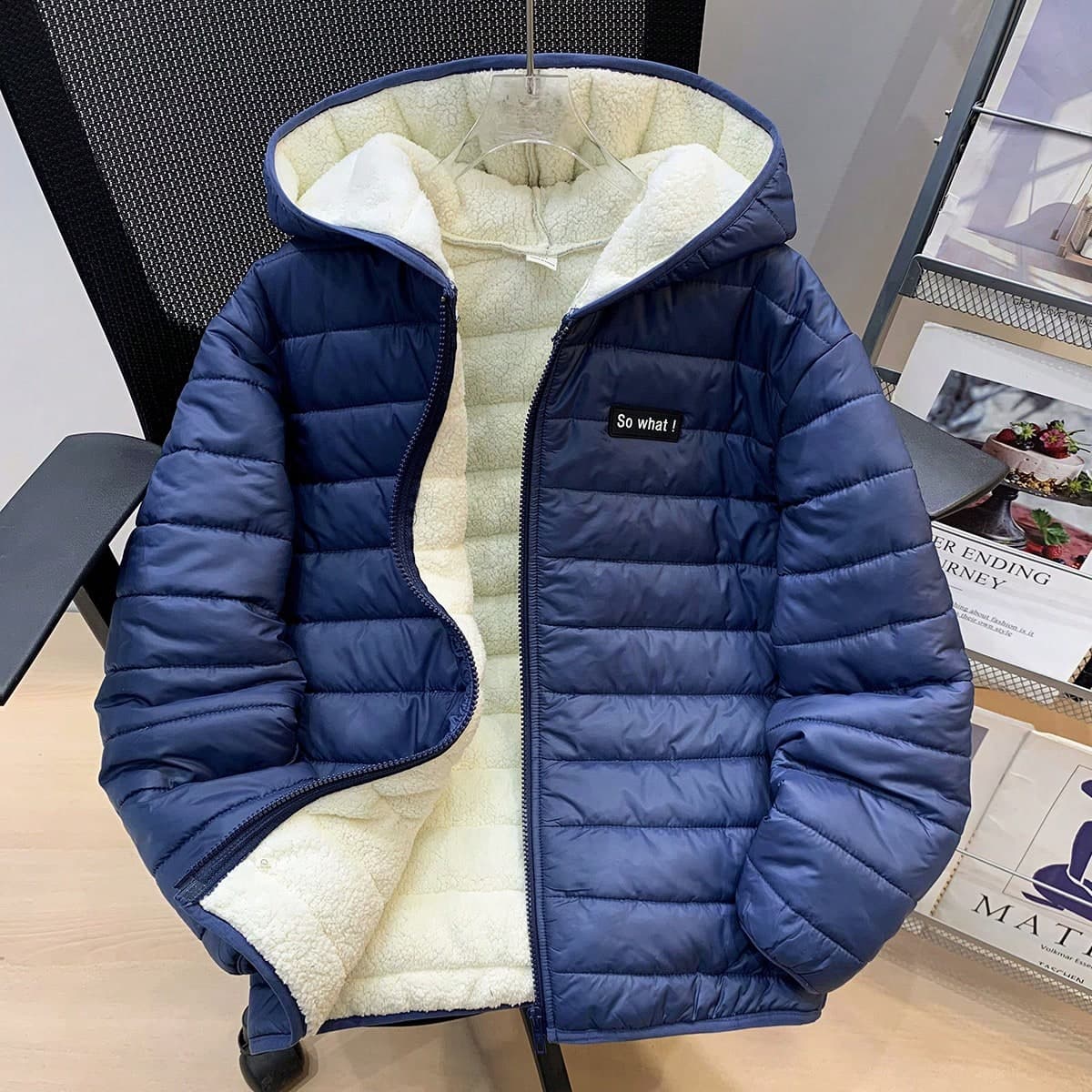 Cappotto invernale con cappuccio, chiusura lampo e maniche lunghe in tessuto, adatto per bambini/ragazzi, casual, ideale per pendolarismo, scuola, uso