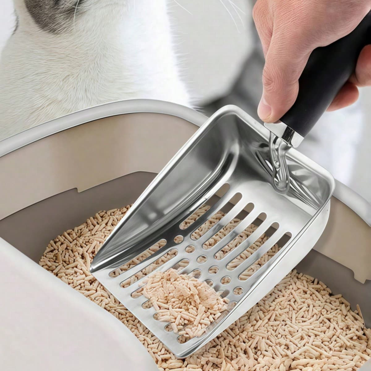 Accessori per la pulizia degli animali domestici, paletta per lettiera di gatto con fori