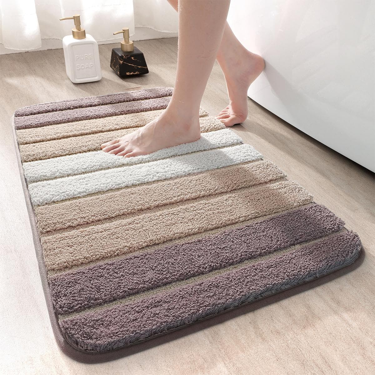 1 pezzo Tappeto da bagno antiscivolo con blocchi di colore, decorazione per il bagno di casa, tappeto per pavimento, tappeto da esterno, zerbino,