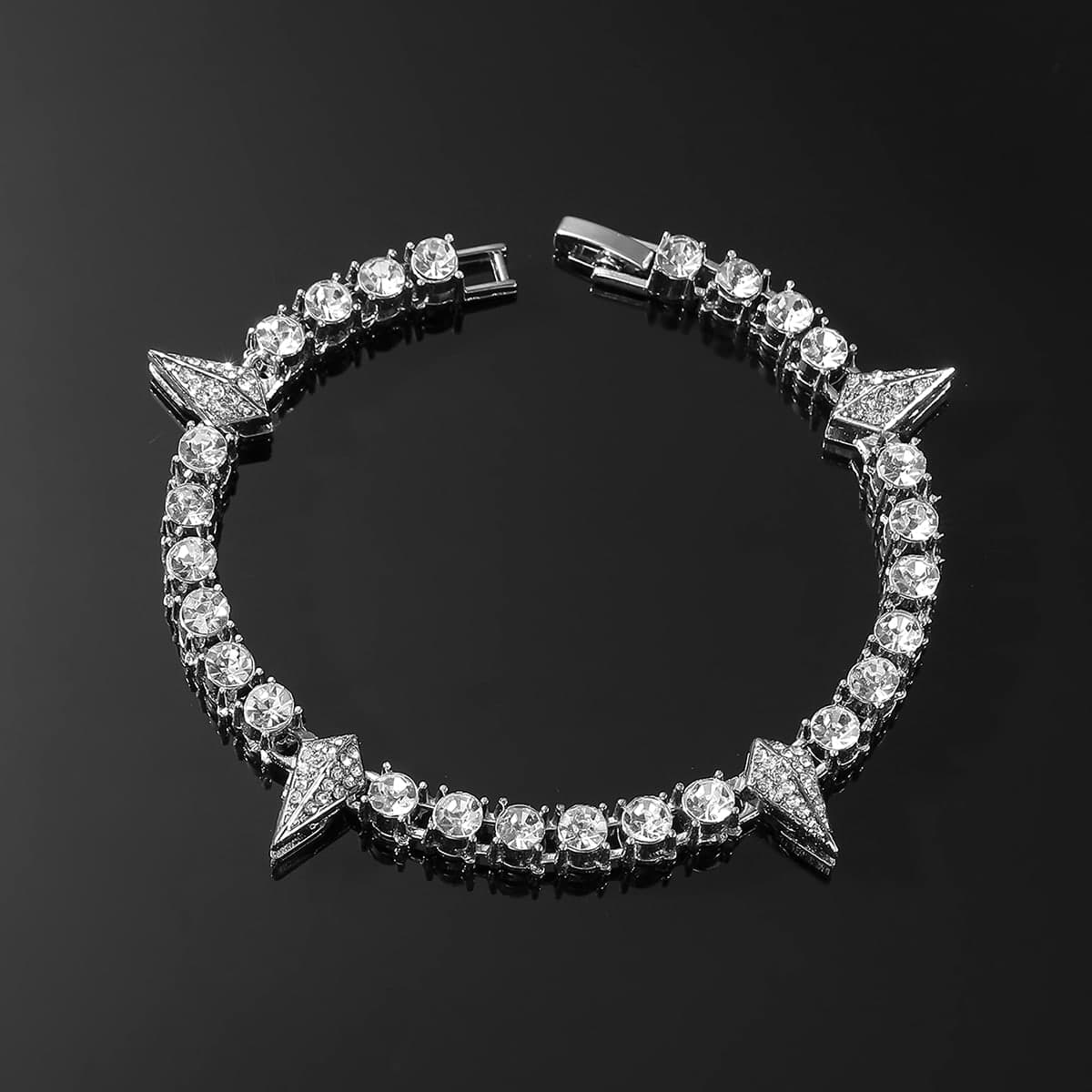 1 pezzo da uomo hip hop stile tennis con catena e lacrima a forma di zirconia cubica Braccialetto a maglie , bling bling Gioielli per fidanzato