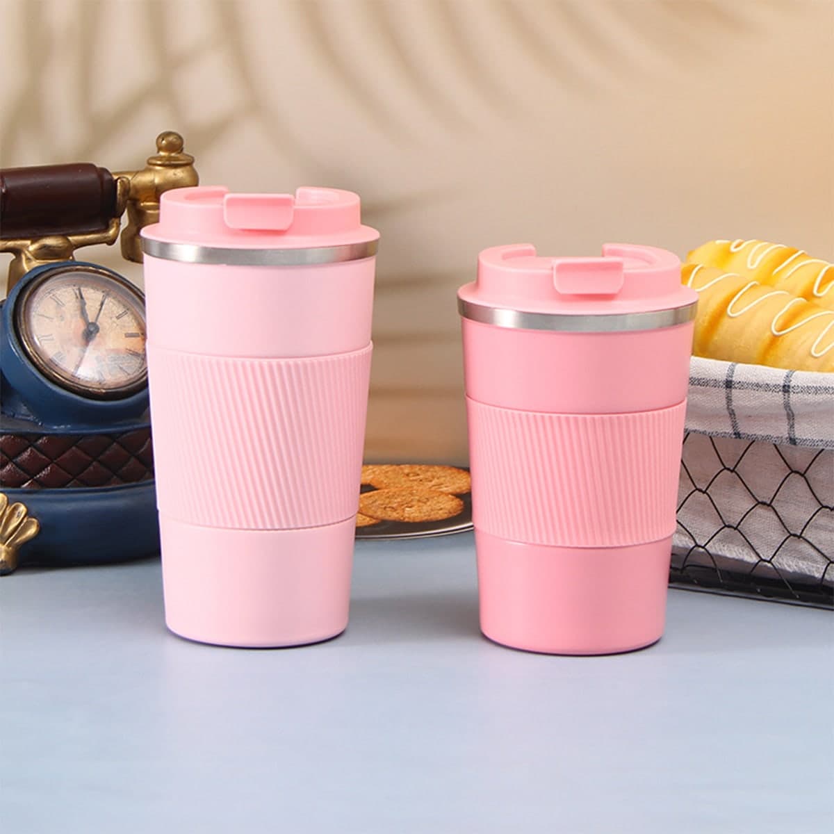 1 pezzo Tazza termica riutilizzabile da viaggio con coperchio a tenuta stagna, adatta per bevande calde e fredde/tè, tazza termica portatile in