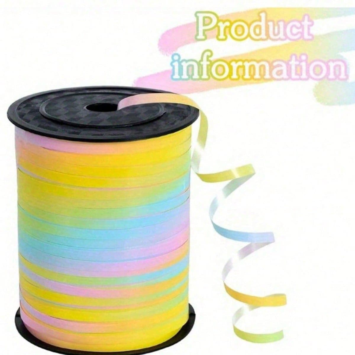 1 Rotolo, 228,6 metri Nastro arcobaleno ondulato per confezioni regalo, filo per palloncini, matrimoni, compleanni, Natale - Nastro metallico lucido