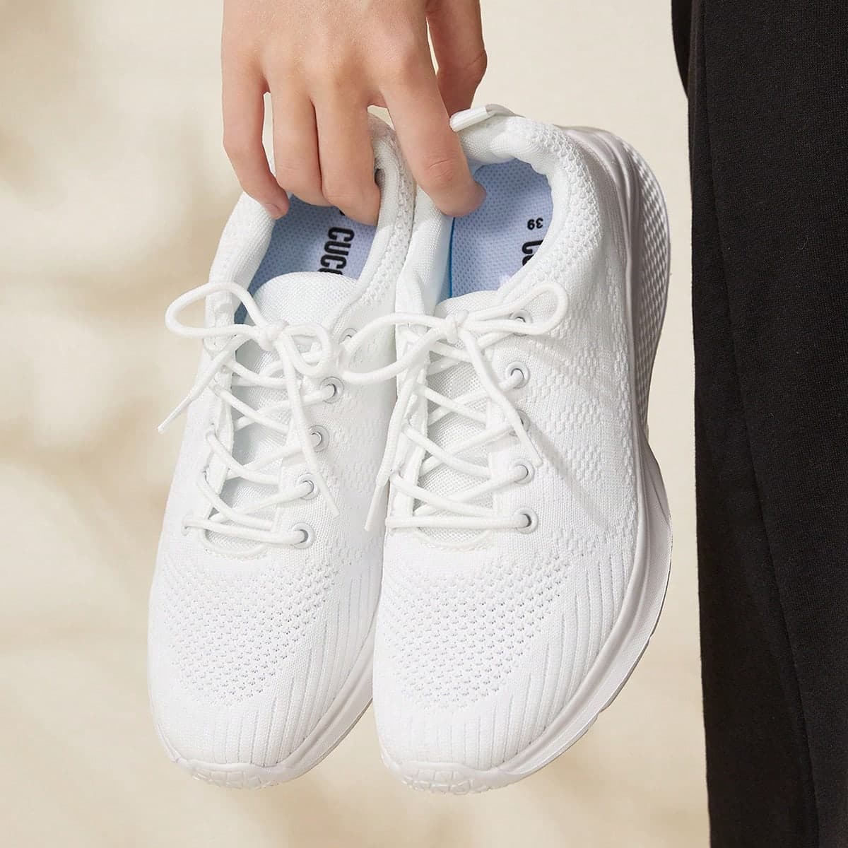 Scarpe sportive bianche leggere da donna per uso casual e all'aperto, adatte per tutte le stagioni, ideali per vacanze estive, in per l'estate, scarpe