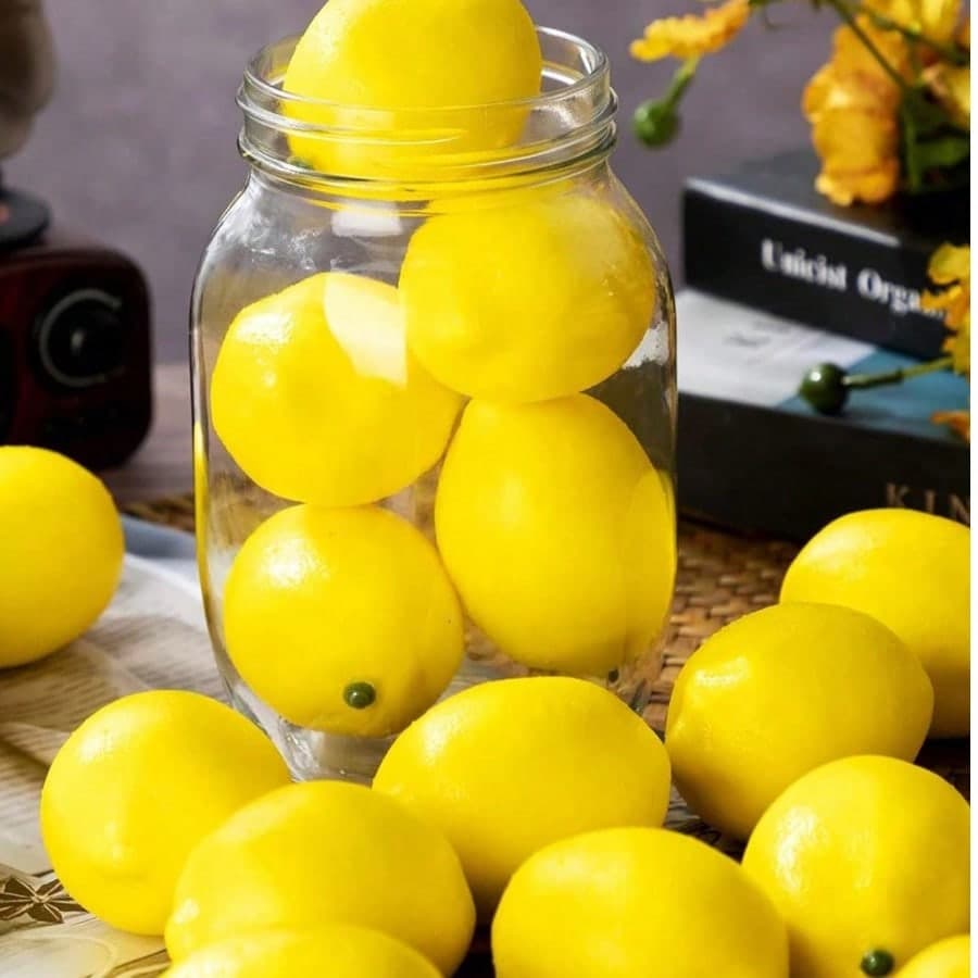 8 pezzi di limoni artificiali gialli, limoni finti, limoni simulati, adatti per decorazioni domestiche, cucina, matrimoni, feste, fotografia, regali,