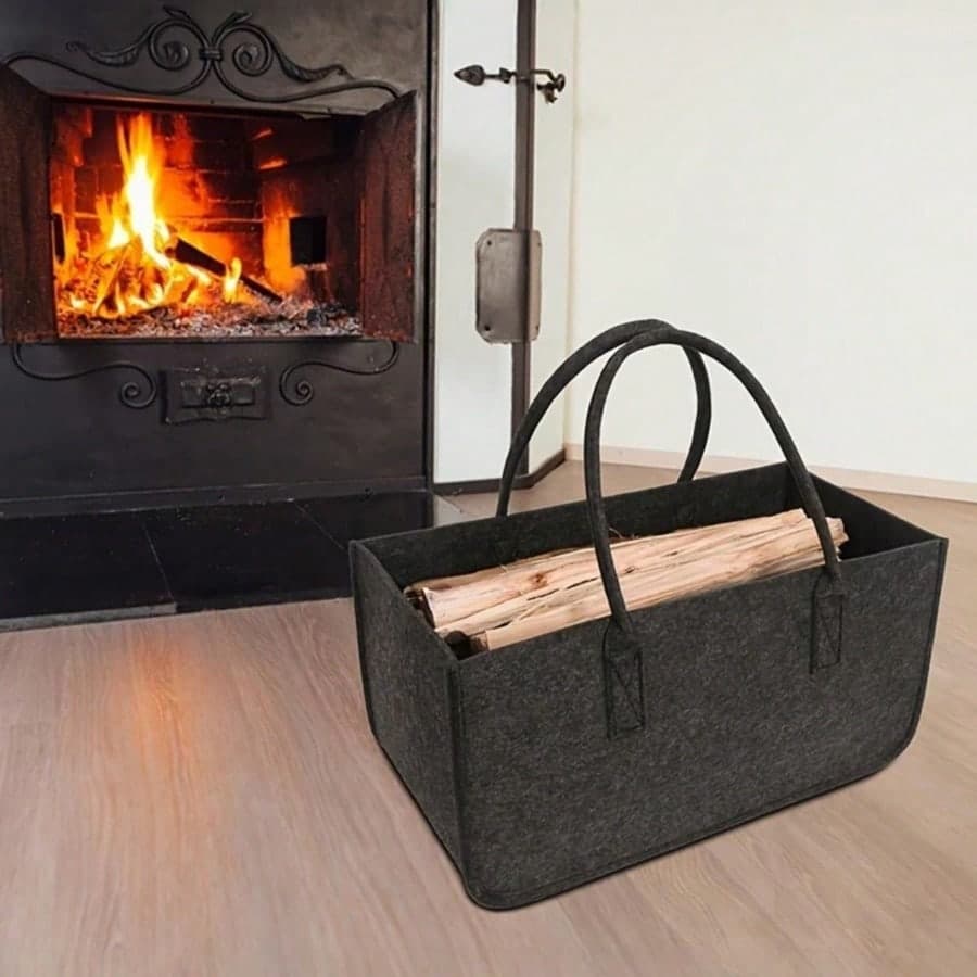 1 pezzo, Grande borsa di stoccaggio in feltro spesso, borsa per legna da ardere di stile nordico, borsa da trasporto forte e resistente per camper,