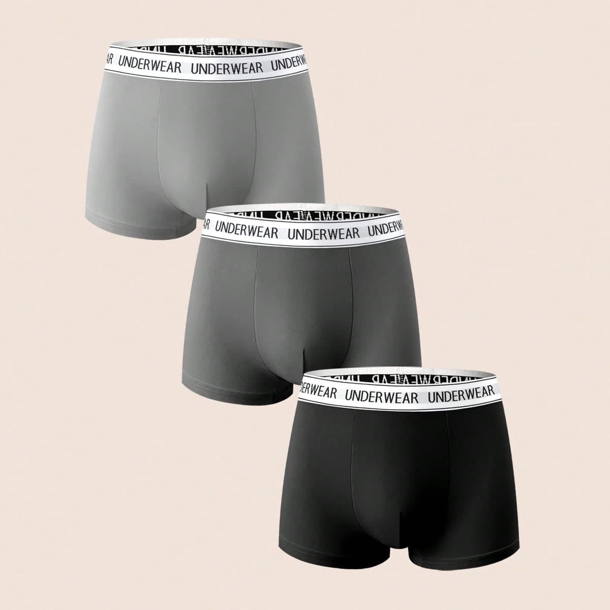 3 pezzi Boxer uomo con nastro a contrasto sulla vita, comodi