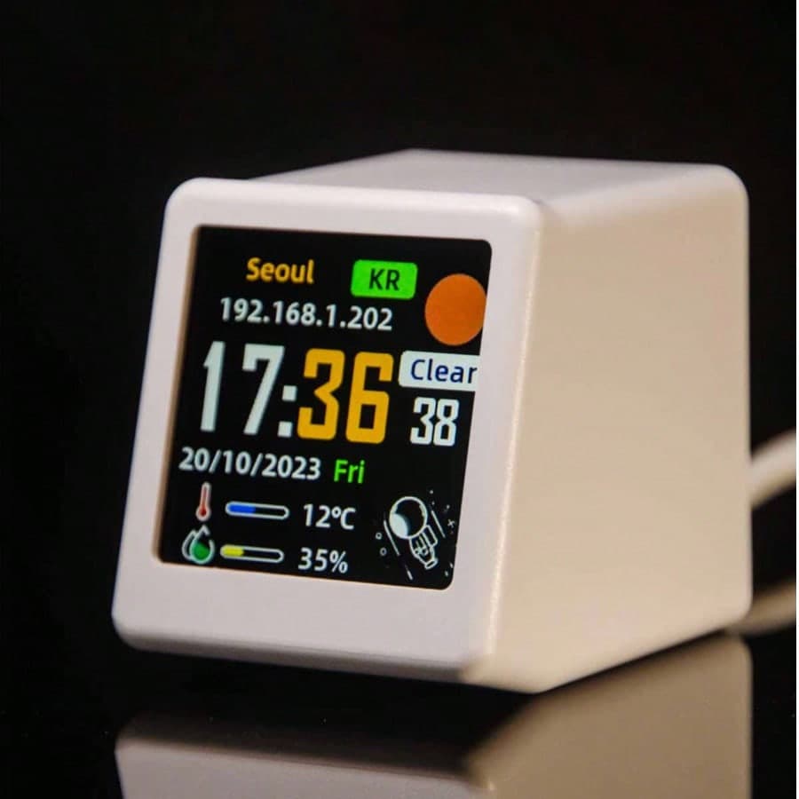 Orologio Meteo Mini da Scrivania Super Intelligente con Display Multifunzionale di Condizioni Meteorologiche, Temperatura e Umidità, Data e Ora, con