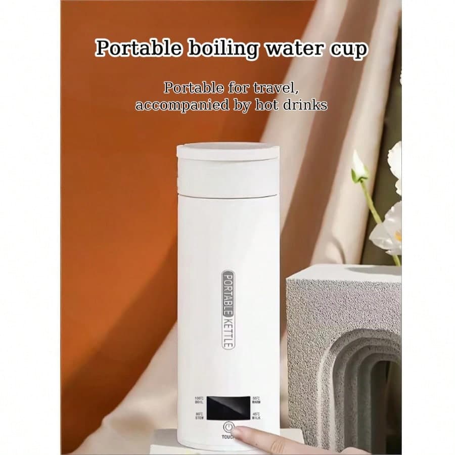 1 pezzo Bollitore elettrico portatile compatto da 450ml~500ml con termostato, tazza da viaggio isolata, riscaldamento rapido, isolamento intelligente,