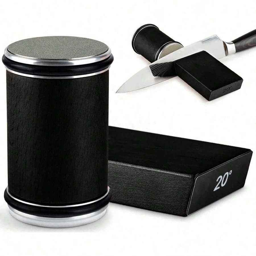 Affilacoltelli rotante per coltelli a lama dritta, set di affilacoltelli con angolo magnetico a 15/20° per coltelli da cucina, set di pietre per