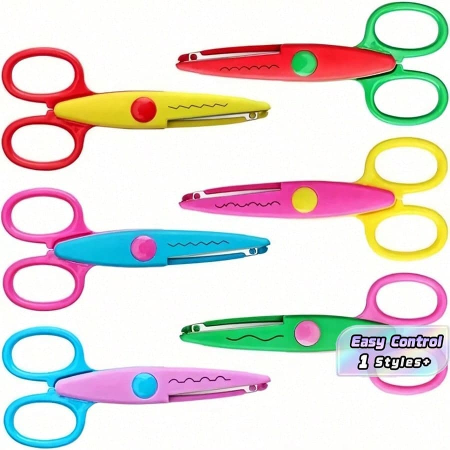 Set da 6 pezzi di forbici decorative colorate, con manico in resina ABS antiscivolo, per ritaglio di carta, scrapbooking, creazione di biglietti e