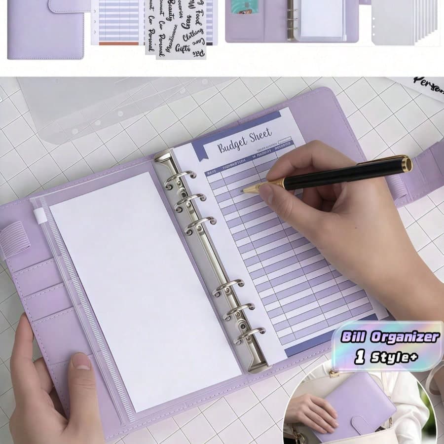 1 pezzo Raccoglitore in pelle PU tipo portafoglio, taccuino creativo con busta per la gestione del budget, organizzatore per contanti e buste di