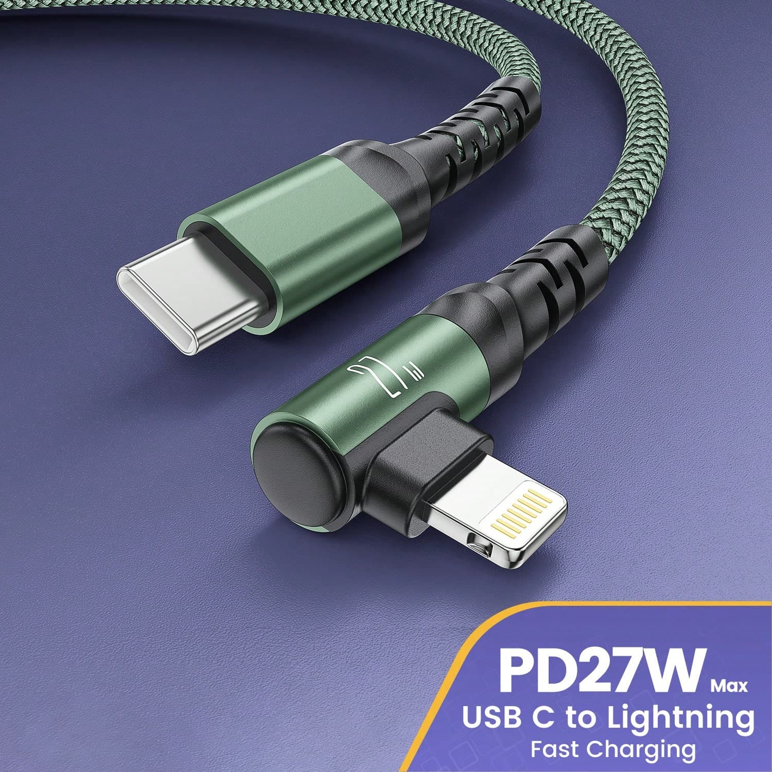 Cavo dati Type-C a Lightning, supporta ricarica rapida massima di 27W, compatibile con 14/13/12/11 Pro Max; Cavo dati USB intrecciato in nylon,