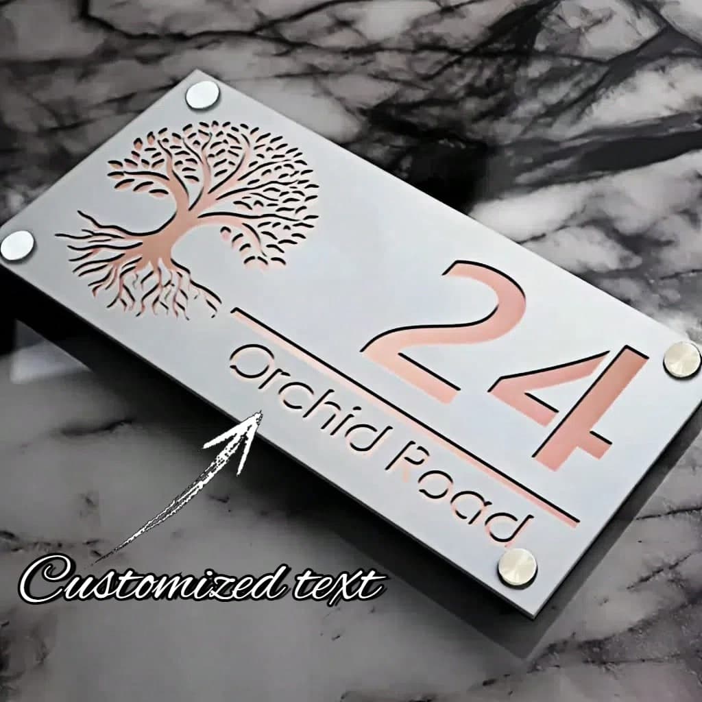 1 pezzo Targa porta personalizzabile in acrilico 3D, design Albero della Vita - Targa numerica e con nome personalizzata da parete, cifre