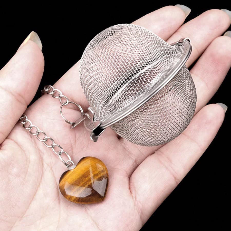 1 pezzo, 2 pezzi, 3 pezzi, 5 pezzi di infusori per tè a forma di cuore in acciaio inossidabile, con un design a maglia fine e decorati con cristalli