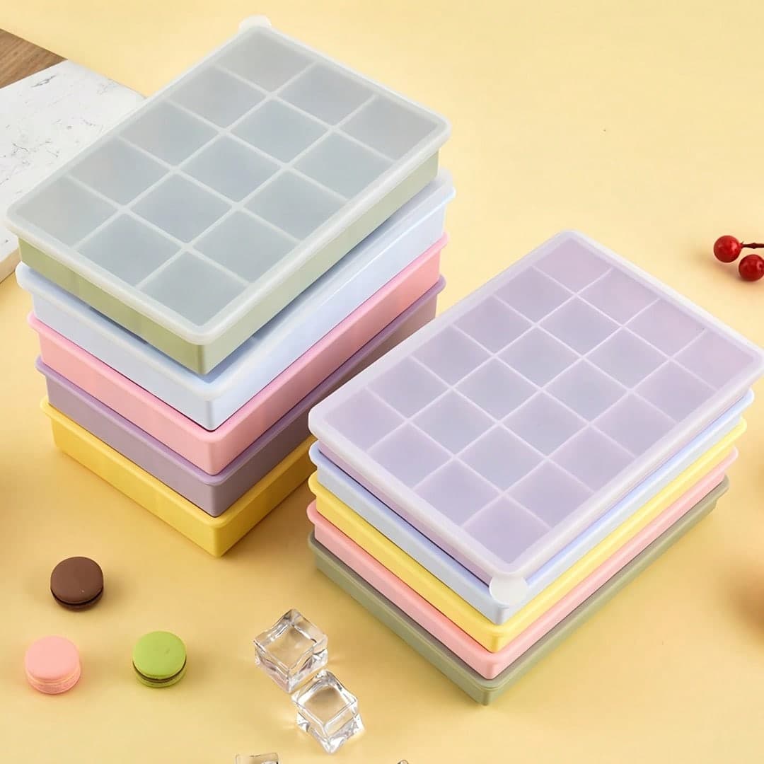 Stampo in silicone per cubetti di ghiaccio da 15/24 cavità, vassoio per ghiaccio classico multicolore, adatto per macchina del ghiaccio, cocktail e