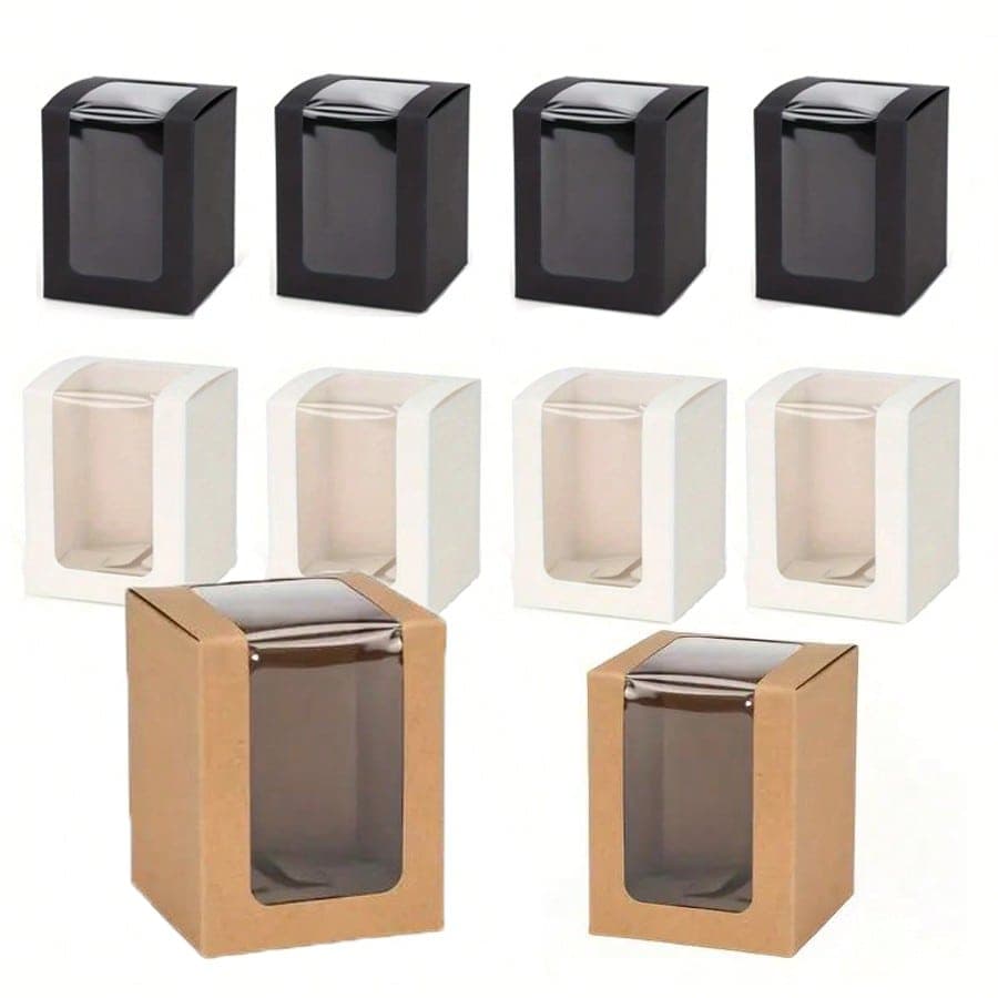 16 Scatole di carta kraft con finestra trasparente, scatole regalo per regali, caramelle, action figure, matrimonio, laurea