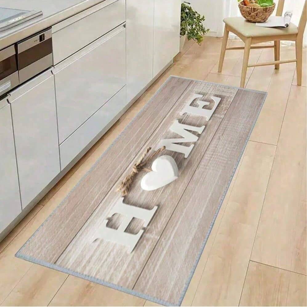 1 pezzo Tappeto da cucina con stampa a cuore 3D, tappeto dolce da vacanza, tappeto decorativo quotidiano, tappeto lavabile, fondo in silicone e