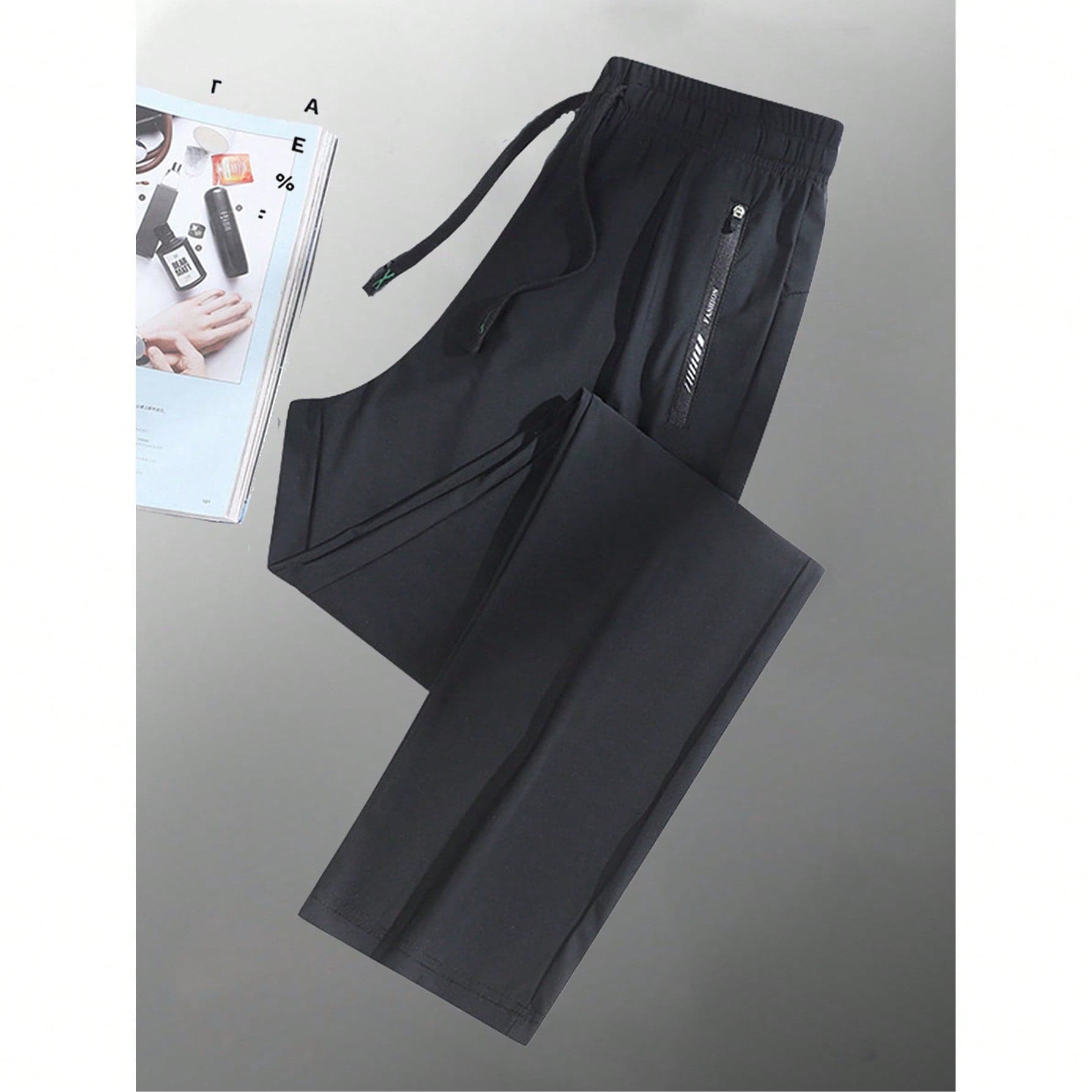 Pantaloni lunghi sportivi estivi da donna in seta ghiacciata, casual elastici per fitness yoga gamba dritta corsa all'aperto ciclismo neri