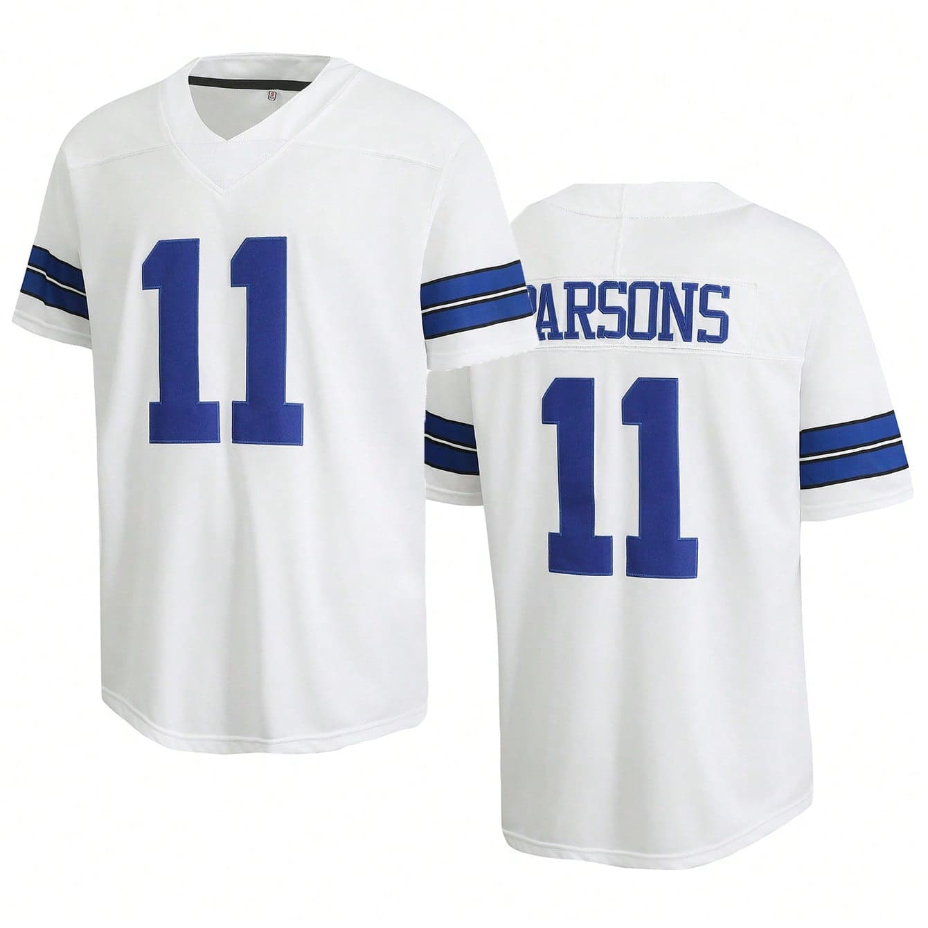 Maglia da football americano bianca numero 11 da uomo, maglietta casual a maniche corte con scollo a V e ricamo, abbigliamento sportivo da football