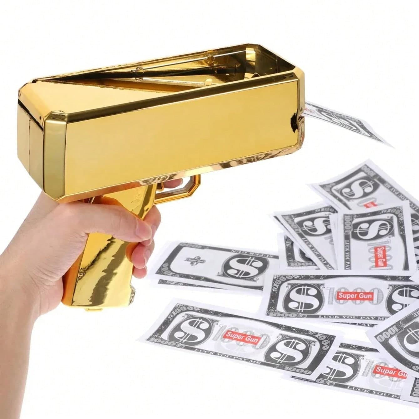 1 pezzo Pistola giocattolo a spruzzo di denaro finto, pistola a spruzzo realistica di banconote di carta, cannone portatile per lanciare banconote