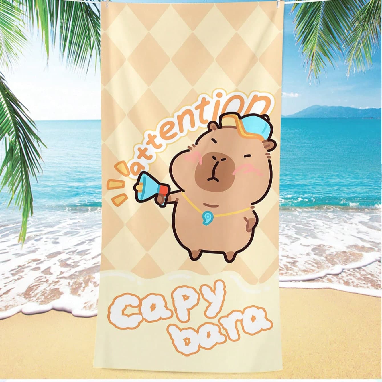 1 pezzo Asciugamano da spiaggia ad asciugatura rapida per bambini - motivo divertente di capybara, materiale super morbido