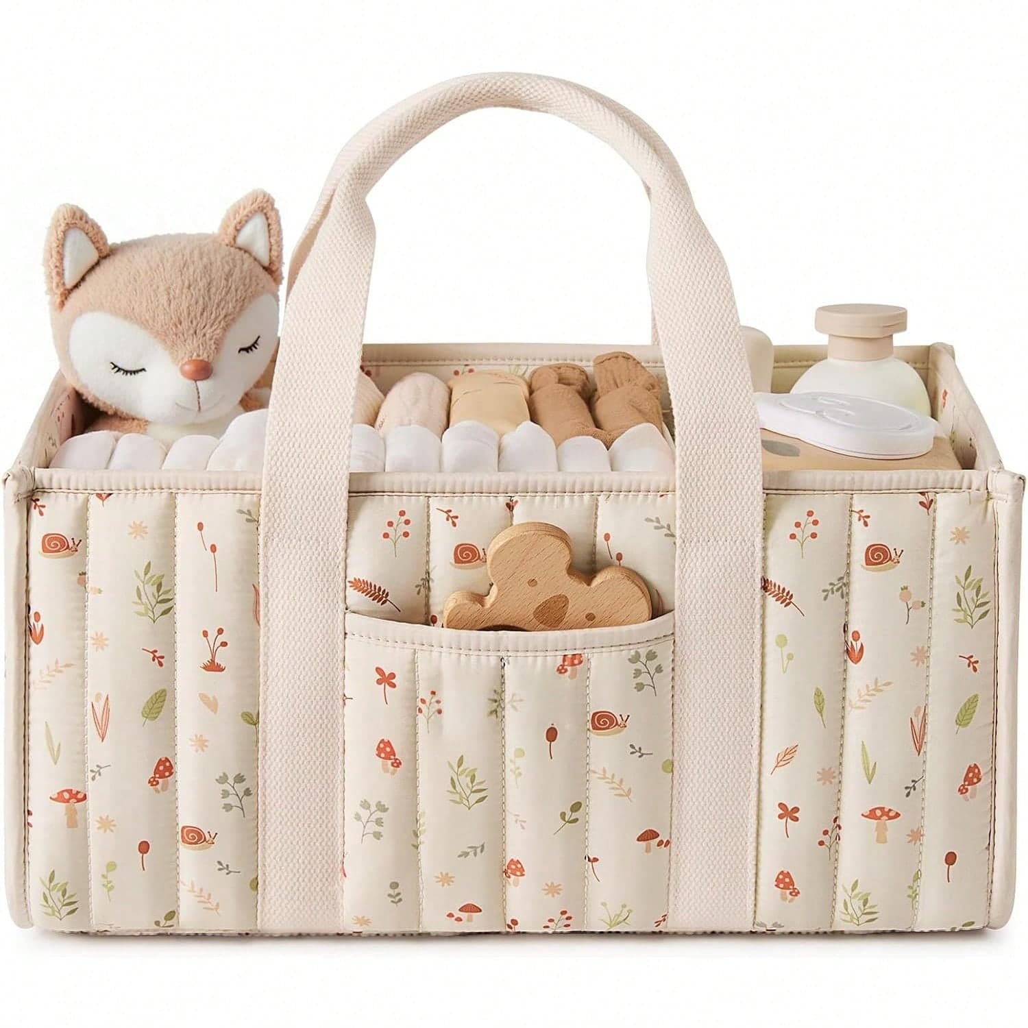 1 pezzo Organizer per pannolini con motivo floreale,Cesto di stoccaggio elegante per la nursery-Regalo per festa di nascità,Indispensabile per la