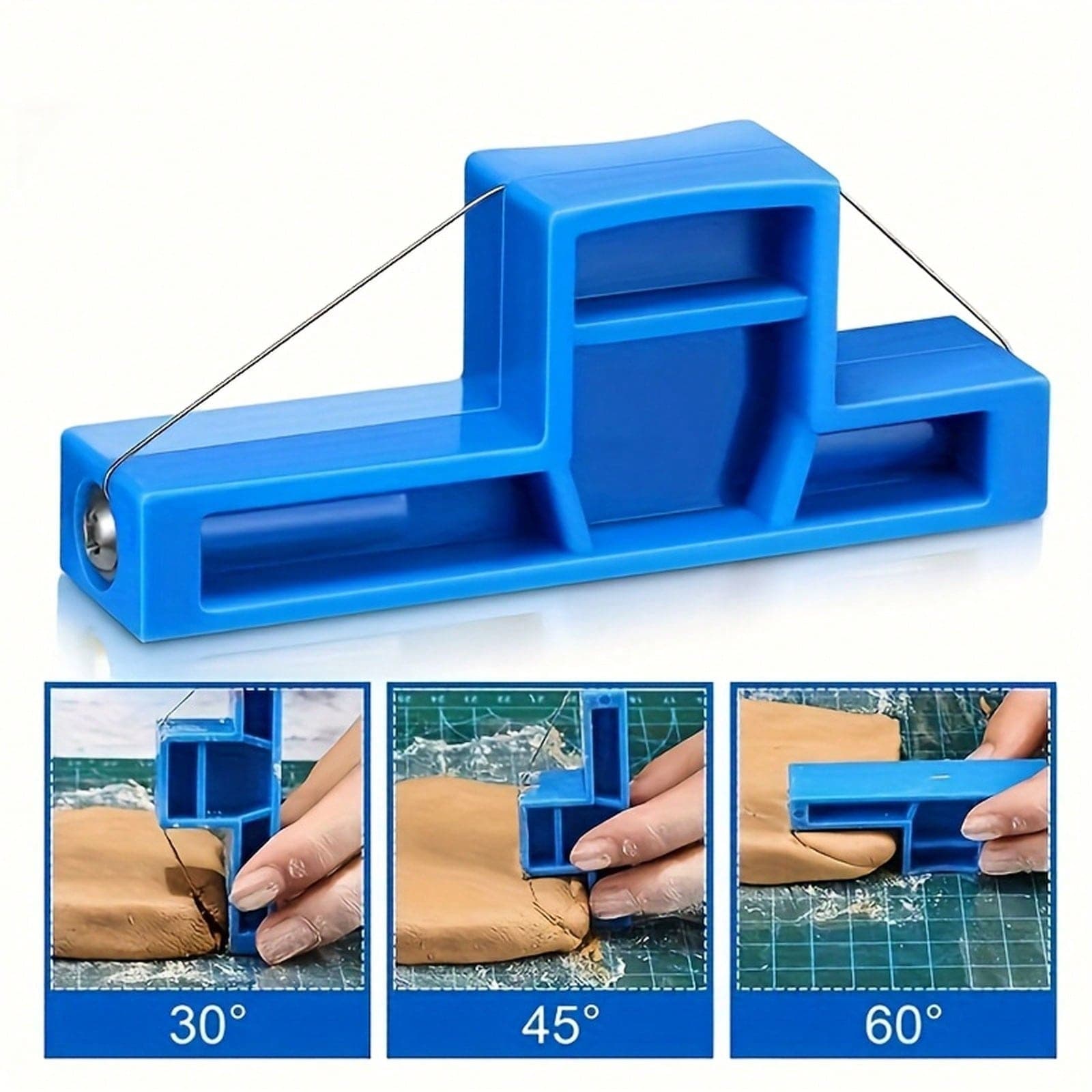 [Strumento di taglio di precisione] Strumento di taglio angolare ergonomico blu | Adatto per argilla, ceramica e ceramica - Tensione regolabile,