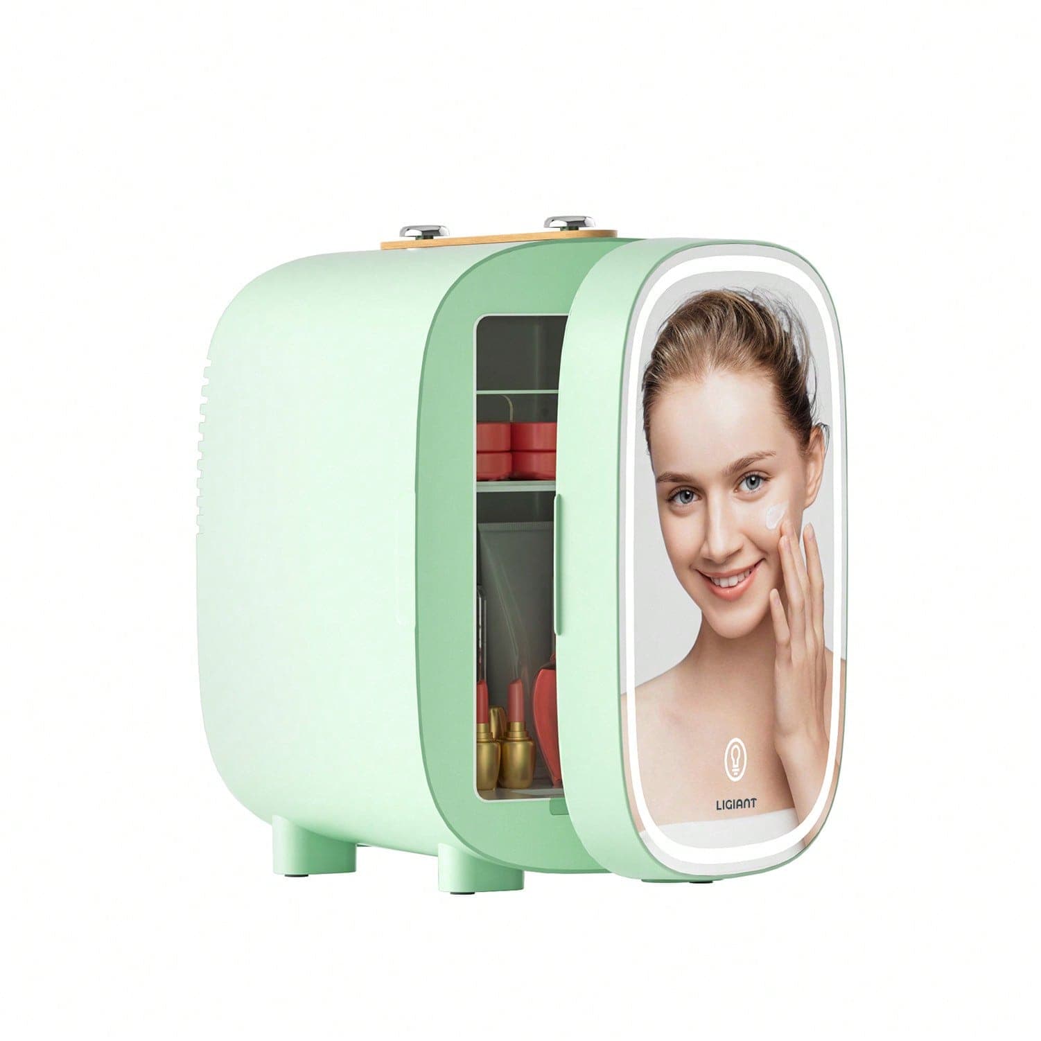Mini frigorifero per cosmetici, mini frigorifero da 4 litri con specchio LED a 3 livelli, silenzioso, piccolo frigorifero per la cura della pelle con