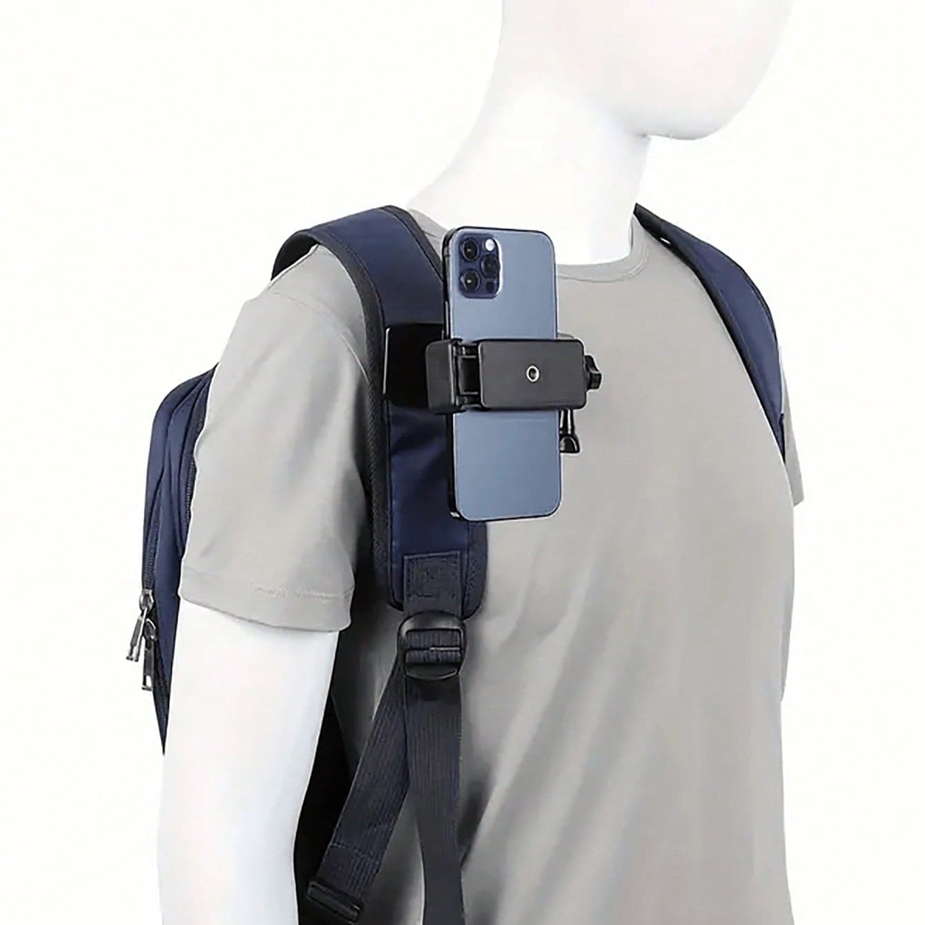 Supporto da spalla per smartphone in plastica ABS, regolabile, supporto per registrazioni in prima persona e live streaming, attacco per tracolla